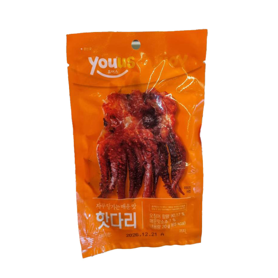 YOUUS Roasted squid tentaclespicy 매콤쫄깃한 핫다리 오징어 20g